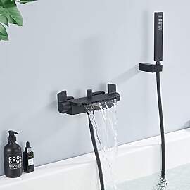 HOMELODY Badewannenarmatur Schwarz mit Handbrause, 