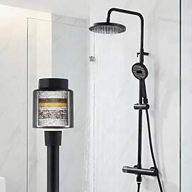 HOMELODY Duschsystem mit Thermostat Schwarz,