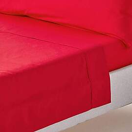 HOMESCAPES Perkal Bettlaken ohne Gummizug rot