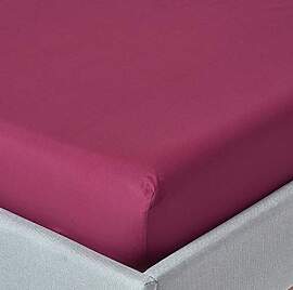 HOMESCAPES Perkal-Spannbettlaken Beere 90x190 cm,