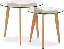 Homestyle4u Couchtisch Rund Glas 2er Set,