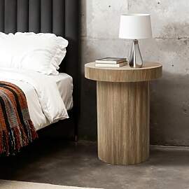 Hometopia Beistelltisch Rund in Walnuss-Optik –