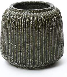 Hometopia Keramik Vase Vintage in Moosgrün mit