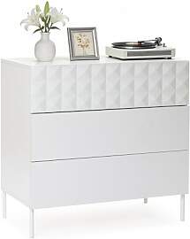 Hometopia Kommode Weiß mit Diamantmuster, 3