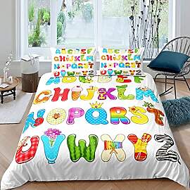 Homewish Alphabet Bettbezug Set 135X200 Aktivität 