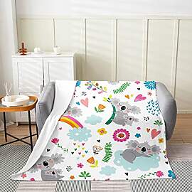 Homewish Koala-Flanelldecke Cartoon-Regenbogen