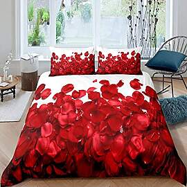 Homewish Roter Blumenbettbezug 135x200