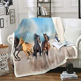 Homewish Schwarzes Pferd Flanell Decke