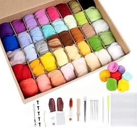 Homewit Nadelfilz Set, 40 Farben, je 5 Gramm
