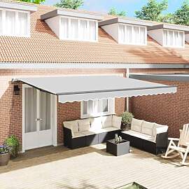 Homgoday Markise Manuell Anthrazit 5 x 3 m Metall