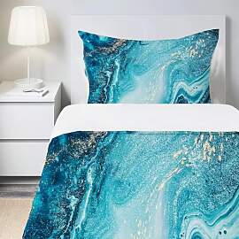 HOMHOMHA Bettwäsche 135x200 2teilig - Blau Grün