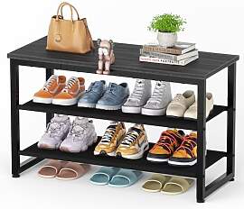 HOMIDEC Schuhregal mit 3 Ebenen, Schuhbank mit