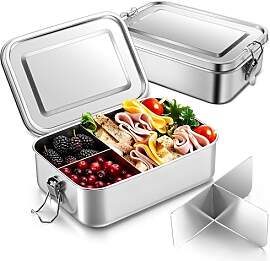 Homikit Brotdose mit Fächern 2er Set, 2400ml