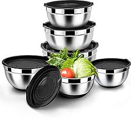 Homikit Rührschüssel Set, 6 Stück Edelstahl