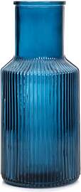 HOMLA TOLLE gestreifte Glasvase Navy blau 10x22 cm