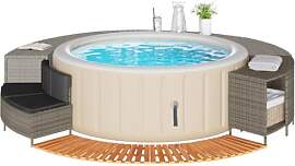 Hommdiy Whirlpool-Umrandung Grau Poly Rattan und