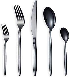 HOMQUEN 30-Teiliges Schwarzes Besteckset,