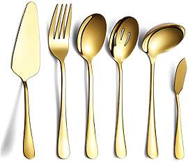 HOMQUEN 6-Teiliges Gold Besteck Set, Rostfreier