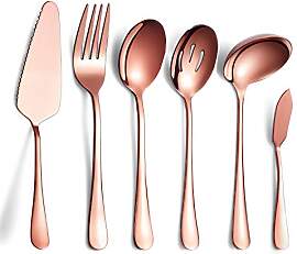 HOMQUEN 6-Teiliges Kupfer Besteck Set, Rostfreier