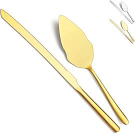 HOMQUEN Gold Hochzeitstorte Messer und Server Set, 