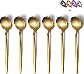 HOMQUEN Mattgold Teelöffel 6 Stück, 6,6 Zoll