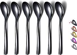 HOMQUEN Schwarze Espressolöffel, 5,5 Zoll
