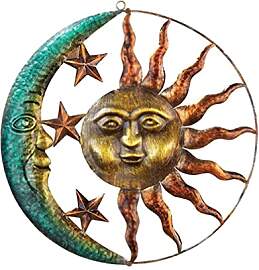 HOMSFOU Wanddekoration, Sonne, Mond, aus Metall,