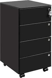 HOMSTEEL Rollcontainer, Mobiler Aktenschrank mit 4 