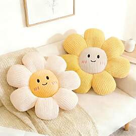 HonorHut Smiley-Gesicht-Blumenkissen Weiß-gelbe