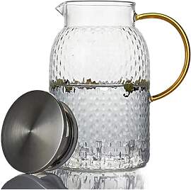 HONYUET Glaskaraffe mit Deckel 1,5L,