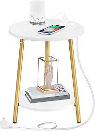 HOOBRO Beistelltisch mit Ladestation, runder