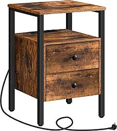 HOOBRO Nachttisch mit Ladestation, Beistelltisch,