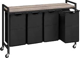 HOOBRO Wäschekorb 4 Fächer, Wäschesammler mit