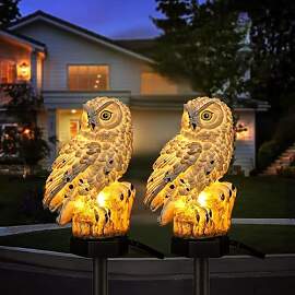 Hoofun Eule Solarleuchten 2 Stück Lampe Garten