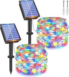 Hopelit 2 Stück Solar Lichterkette Aussen, Solar