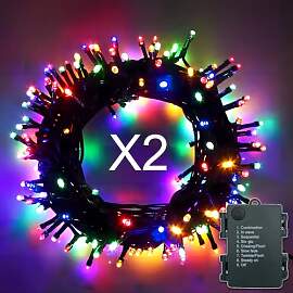 Hopelit Lichterkette Batterie 2stk 100LEDs 10m