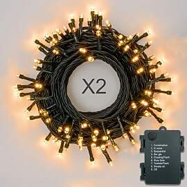 Hopelit Lichterkette Batterie 2stk 100LEDs 10m