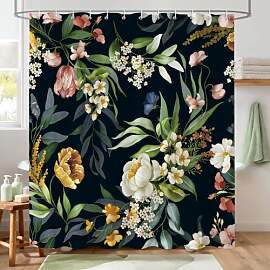 Hopomoon Artistic Floral Duschvorhang - Handgemalt 