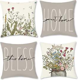Hopomoon Blumen Kissenbezug 40x40 4er Set