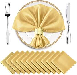 Horbaunal 16 Stück goldene Satin-Servietten, 43,2 