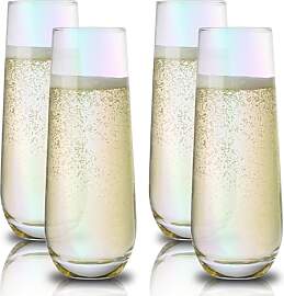 hosck 4 Stück Stiellose Champagnerflöten, 300ml