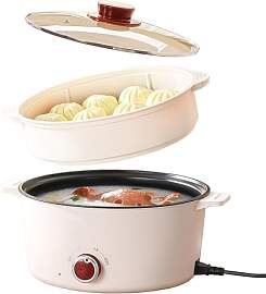 Hot Pot Elektrisch mit Dampfgarer, 4.6 L Tragbar