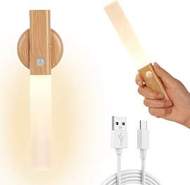 HOTUT Holz Wandleuchte Aufladbar mit