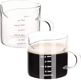 HOTUT Messbecher Glas,2 Stück 75ml Espressotassen 