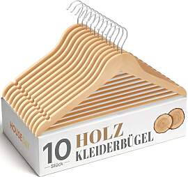 HOUSE DAY Kleiderbügel Holz 10er Set, Hochwertige 