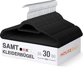 HOUSE DAY Kleiderbügel Samt, 30er Set, Premium