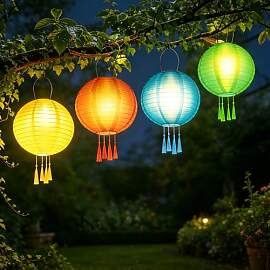 HOVCEH 4 Stück 25cm Solar Lampions Außen