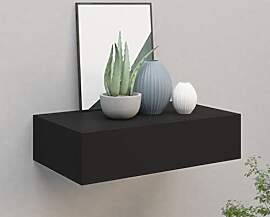 Hovothy Schweberegal Mit Schublade Schwarz