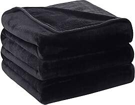 HOZY Kuscheldecke 230x270cm Schwarz, Fleece Decke