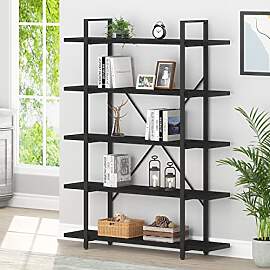 HSH Schwarz Bücherregal mit 5 Ebenen
